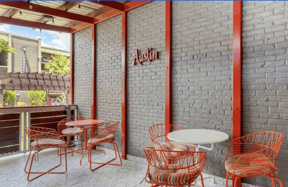 Outside patio of the Aiden by Best Western Austin